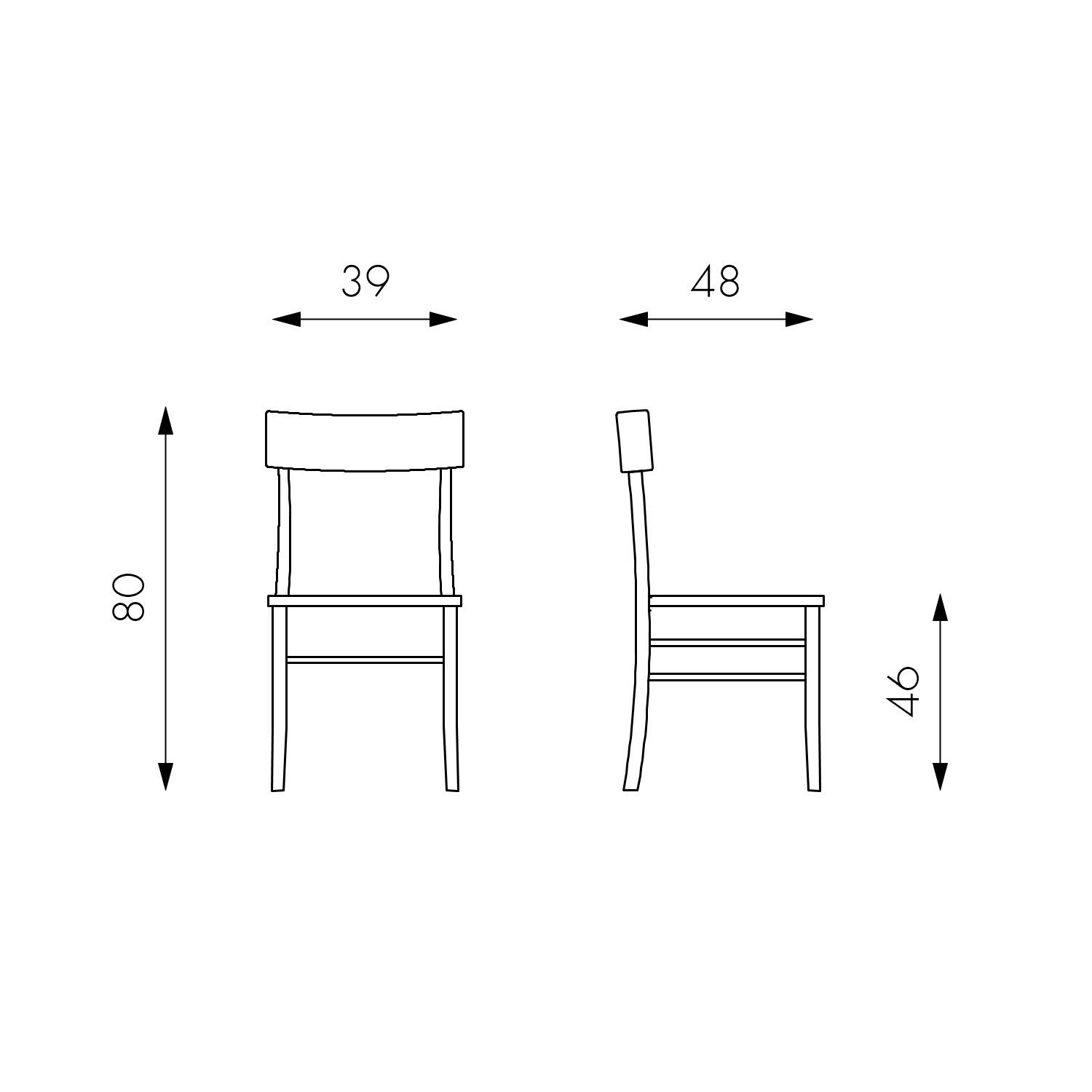 design twist sedia in legno laccato brera - set da 2