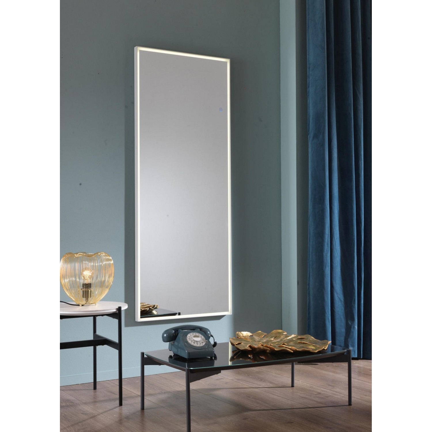 specchio da parete con luce l (150 x 60 cm) stones lux