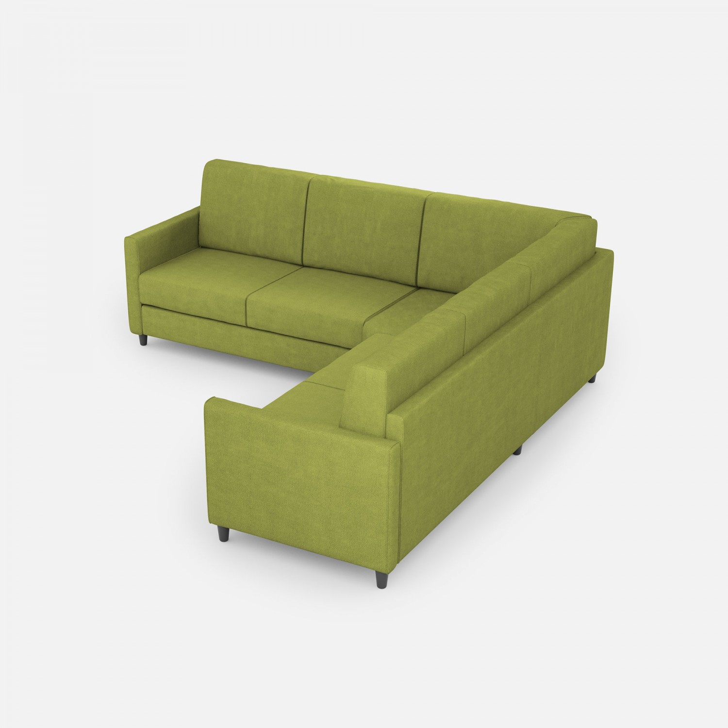 Ityhome Divano Karay 2 posti (due sedute da 60cm)+ angolo + divano 2 posti (due sedute da 60cm) misure esterne L.221x221 colore verde