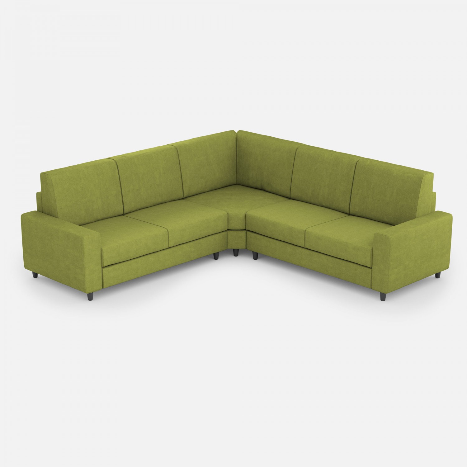 Ityhome Divano Sakar 2 posti medio (due sedute da 70cm) + angolo + divano 2 posti medio (due sedute da 70cm) misure esterne L.246x246 colore verde