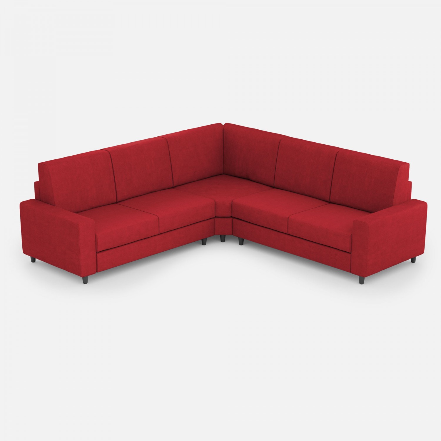 Ityhome Divano Sakar 2 posti (due sedute da 60cm)+ angolo + divano 2 posti (due sedute da 60cm) misure esterne L.226x226 colore rosso