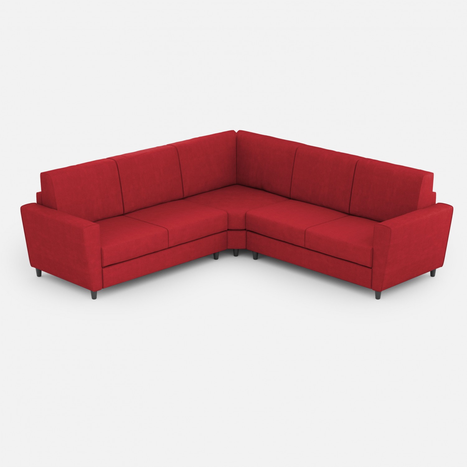 Ityhome Divano Yasel 2 posti (due sedute da 60cm)+ angolo + divano 2 posti (due sedute da 60cm) misure esterne L.228x228 rosso