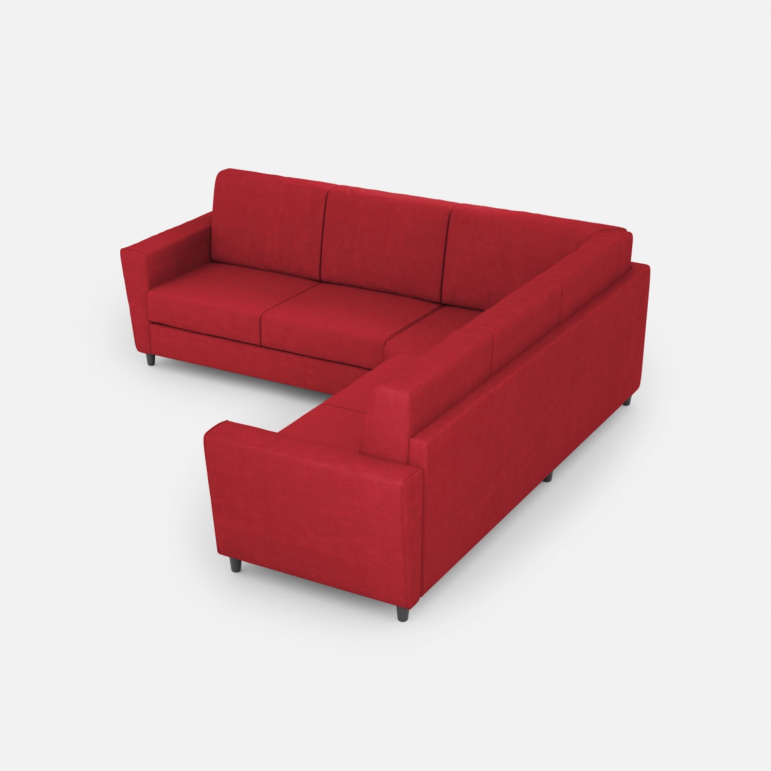 Ityhome Divano Yasel 2 posti (due sedute da 60cm)+ angolo + divano 2 posti (due sedute da 60cm) misure esterne L.228x228 rosso