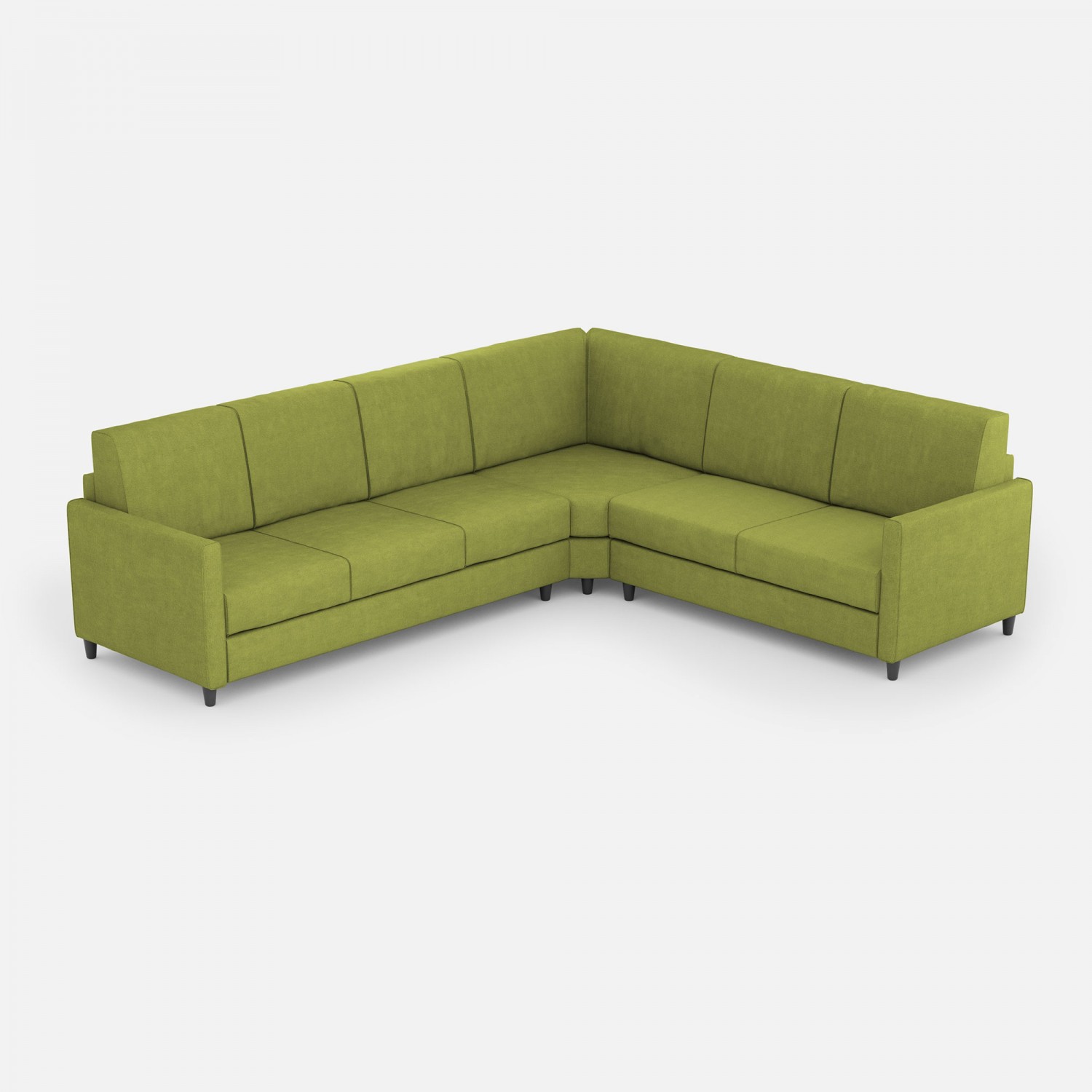 Ityhome Divano Karay 3 posti  (tre sedute da 60cm) + angolo + divano 2 posti( due sedute da 60cm) misure esterne L.281x221 colore verde