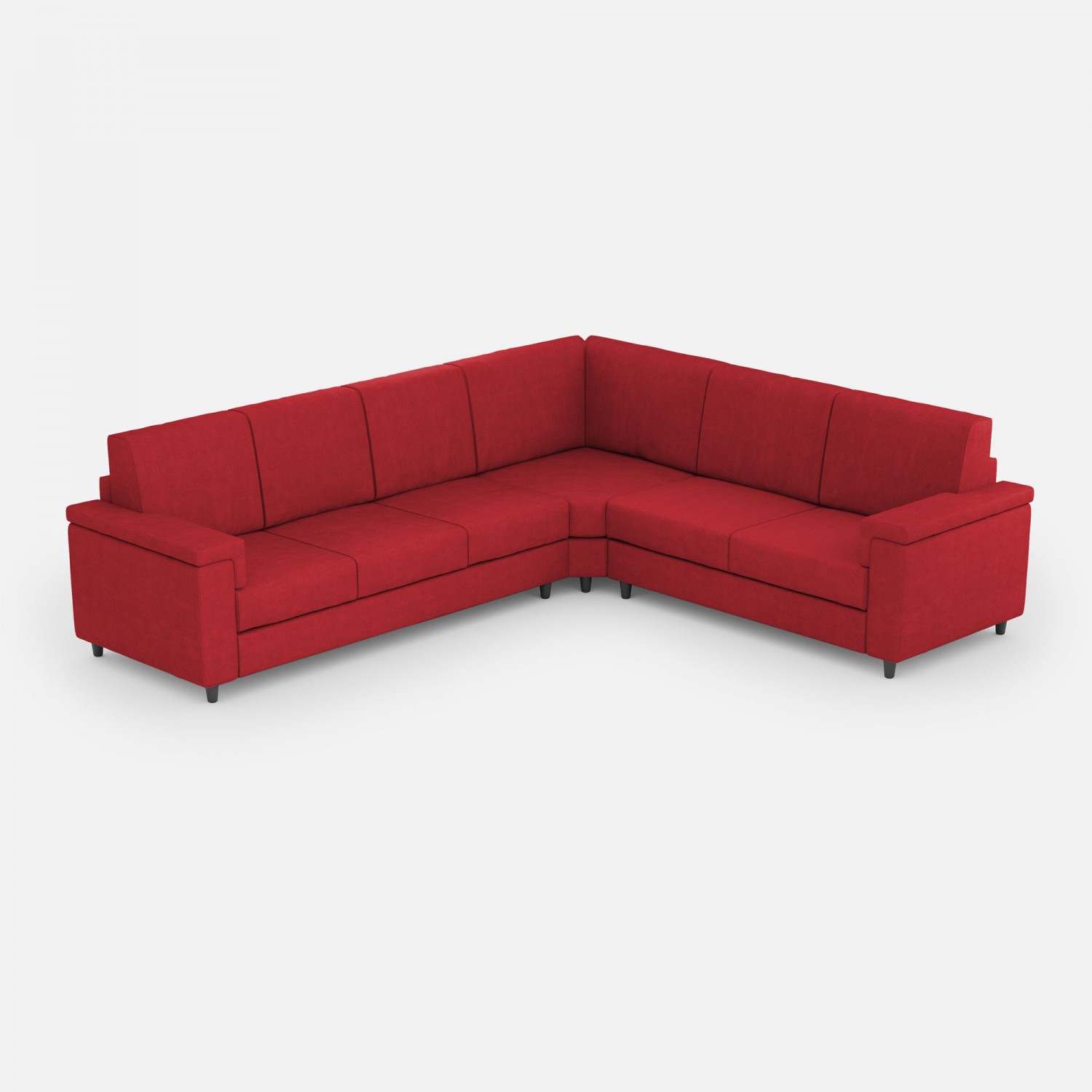 Ityhome Divano Marrak 3 posti  (tre sedute da 60cm) + angolo + divano 2 posti( due sedute da 60cm) misure esterne L.286x226 colore rosso