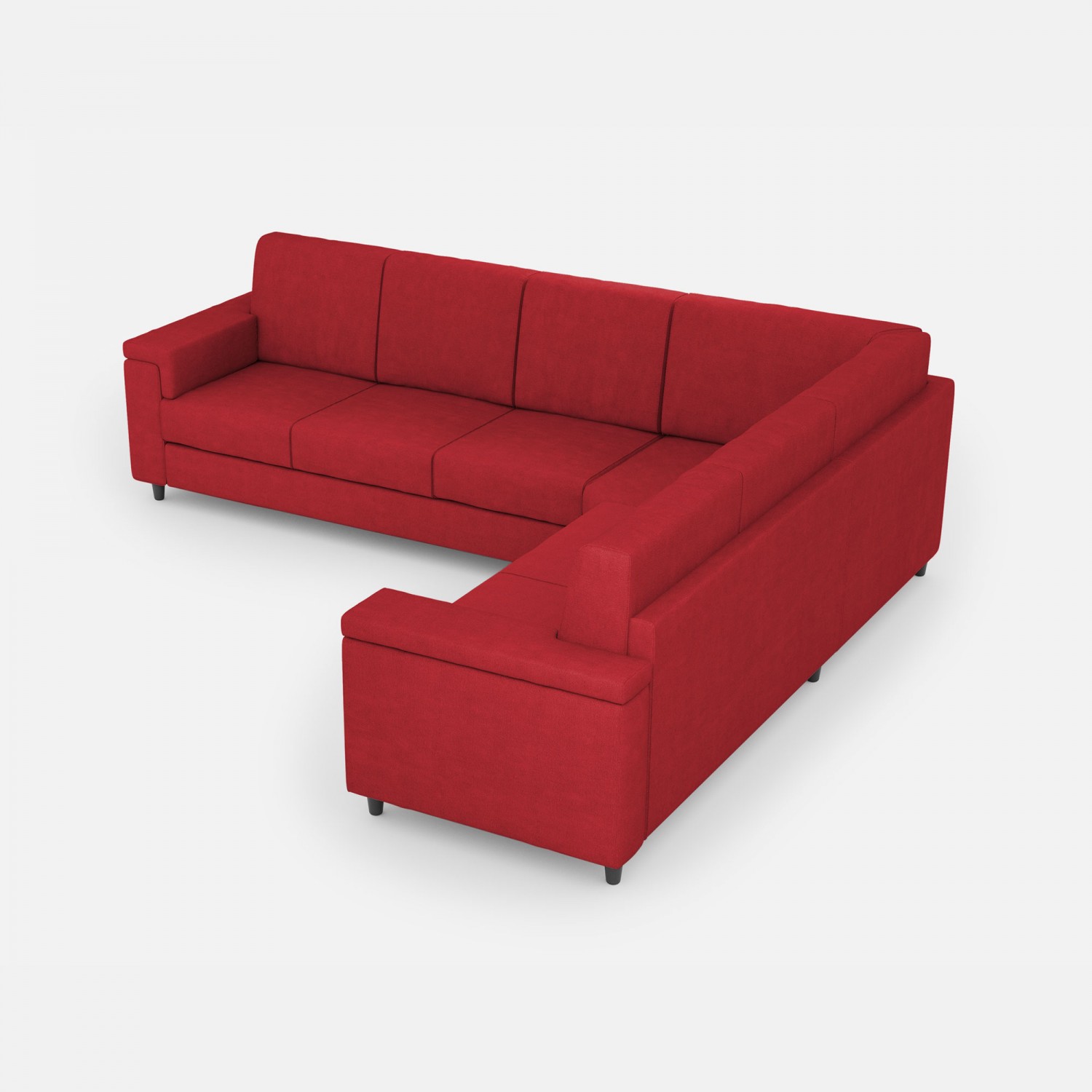 Ityhome Divano Marrak 3 posti  (tre sedute da 60cm) + angolo + divano 2 posti( due sedute da 60cm) misure esterne L.286x226 colore rosso