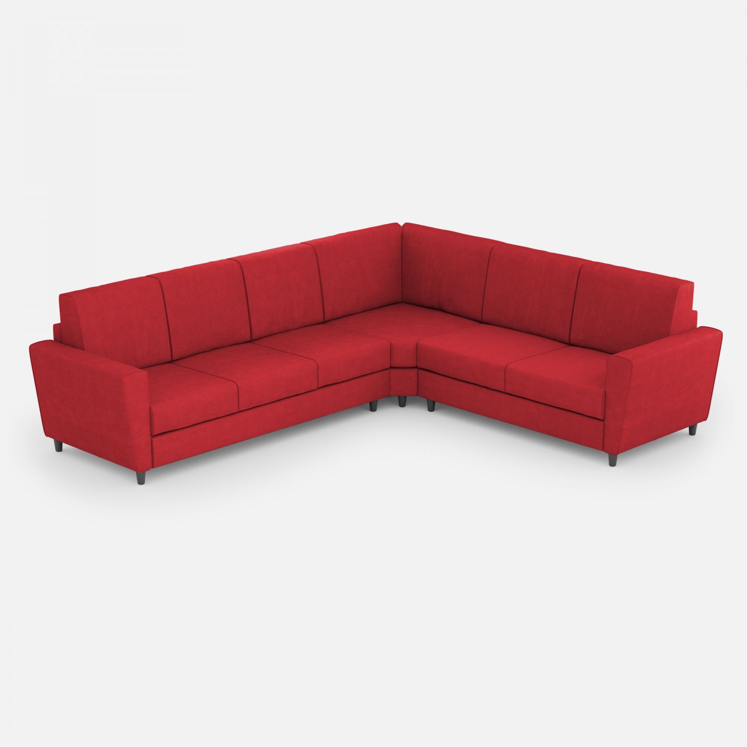 Ityhome Divano Yasel 3 posti  (tre sedute da 60cm) + angolo + divano 2 posti( due sedute da 60cm) misure esterne L.288x228 rosso