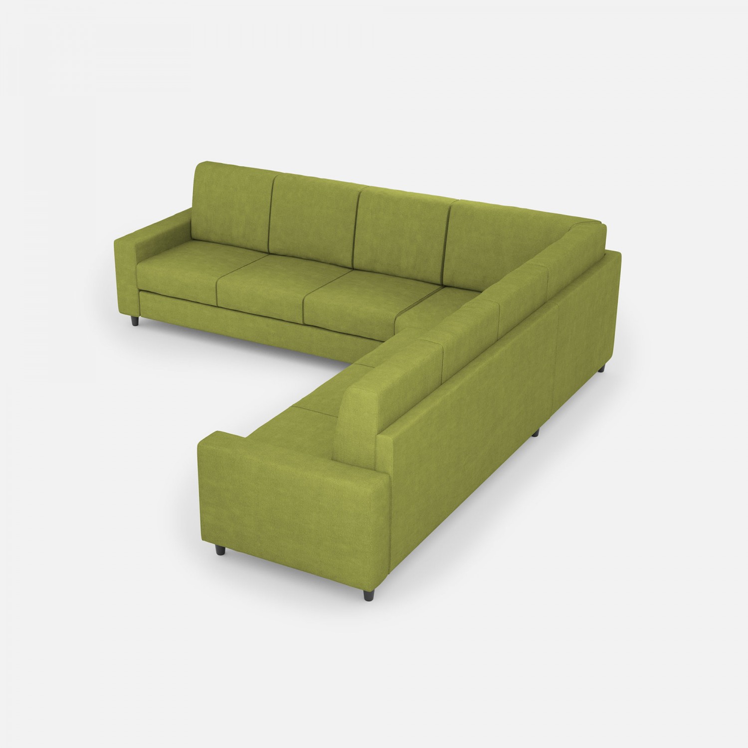 Ityhome Divano Sakar 3 posti  (tre sedute da 60cm) + angolo + divano 3 posti (tre sedute da 60cm) misure esterne L.286x286 colore verde
