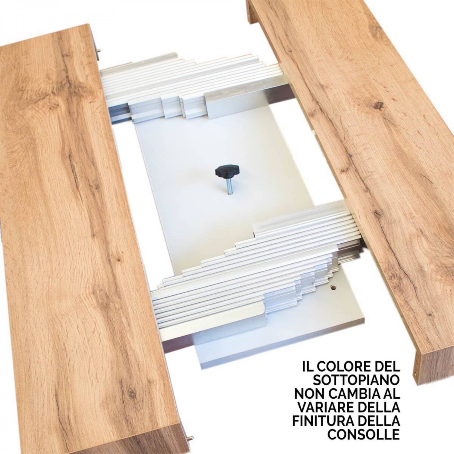 Itamoby Consolle allungabile 90x40/196 cm Roxell Mix Small piano Quercia Natura - struttura Bianco Frassino